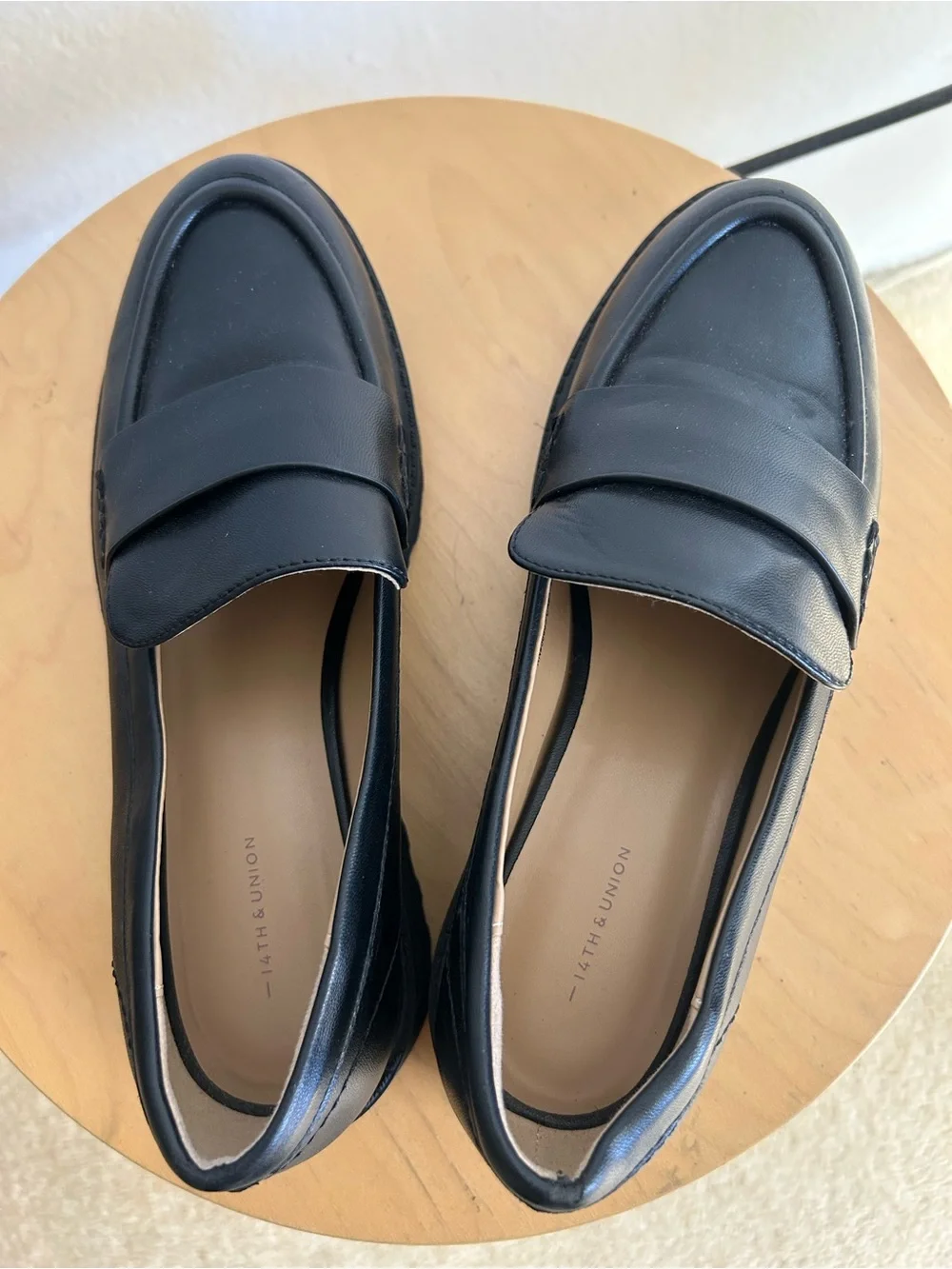 14th & Union Black Leather Penny Loafers